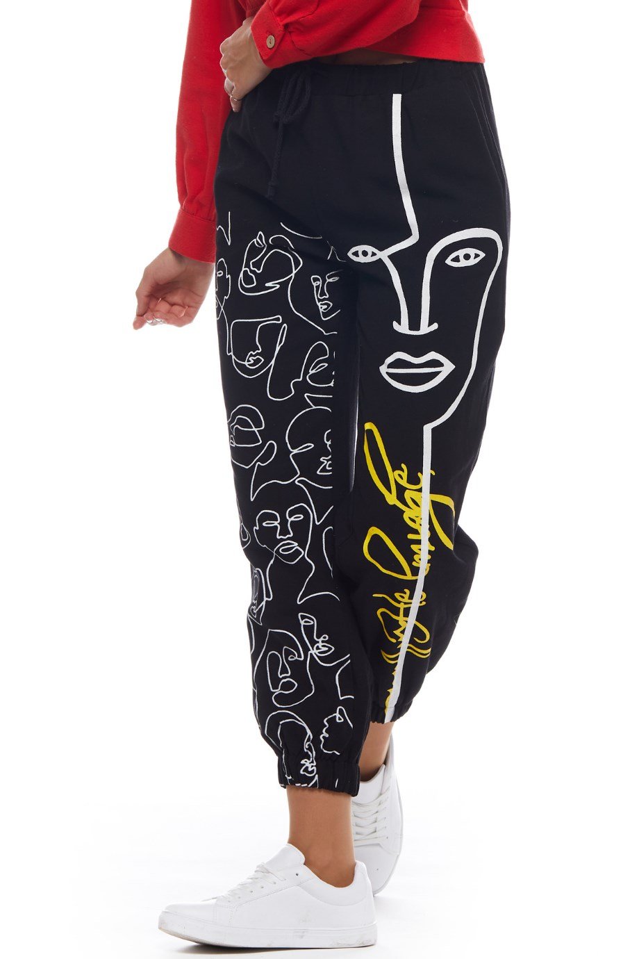 Siyah Otantik Baskılı Pantolon