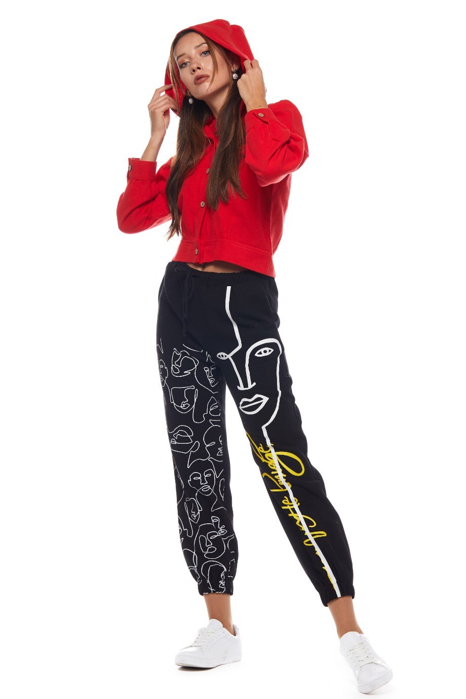 Siyah Otantik Baskılı Pantolon