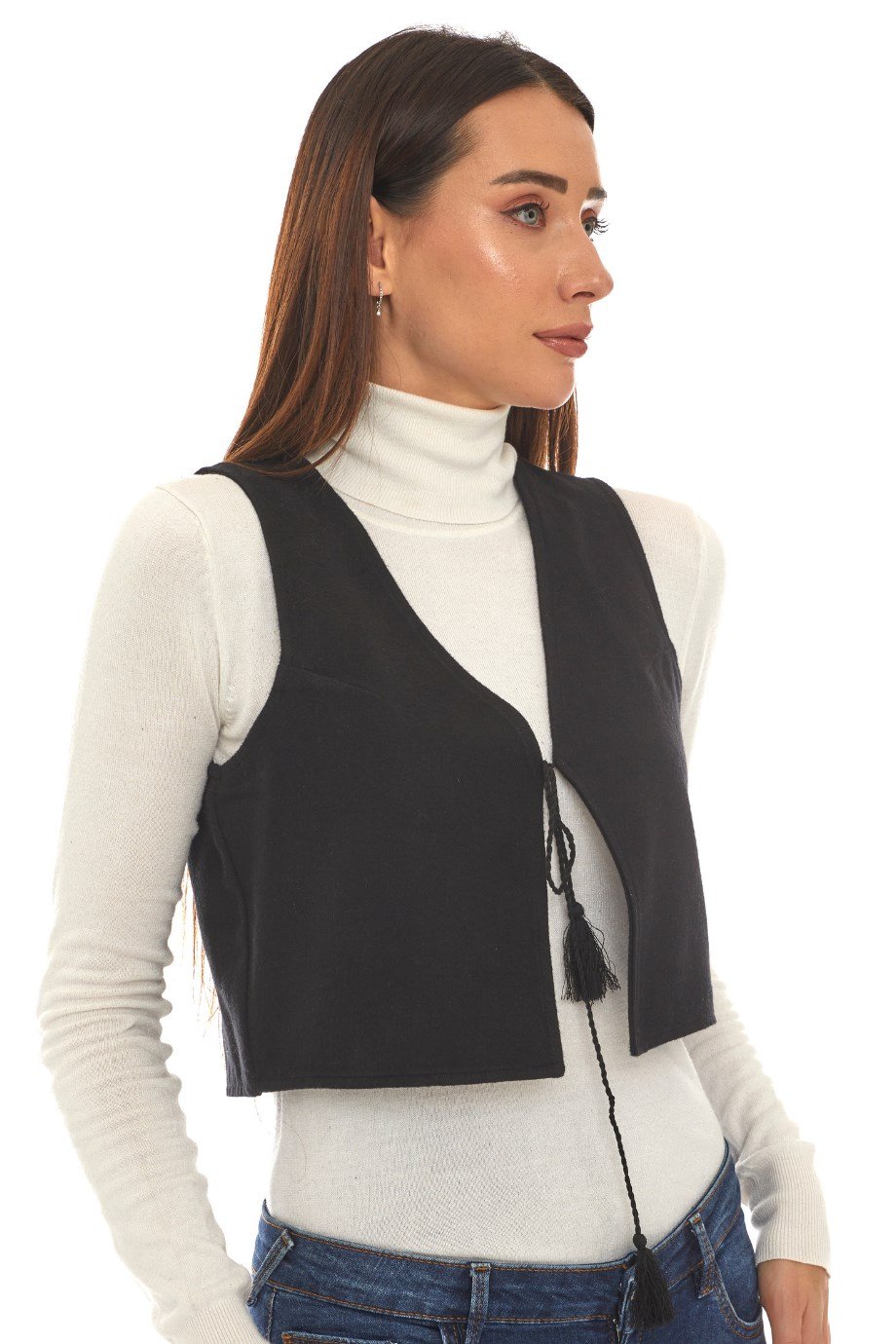 Siyah Pazen Kolsuz Yelek