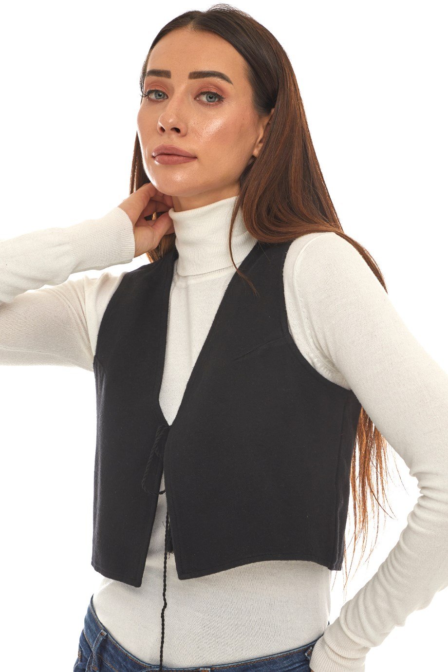 Siyah Pazen Kolsuz Yelek