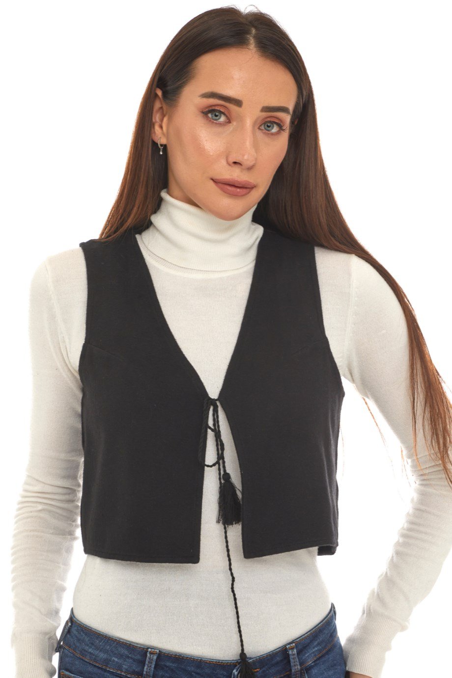 Siyah Pazen Kolsuz Yelek