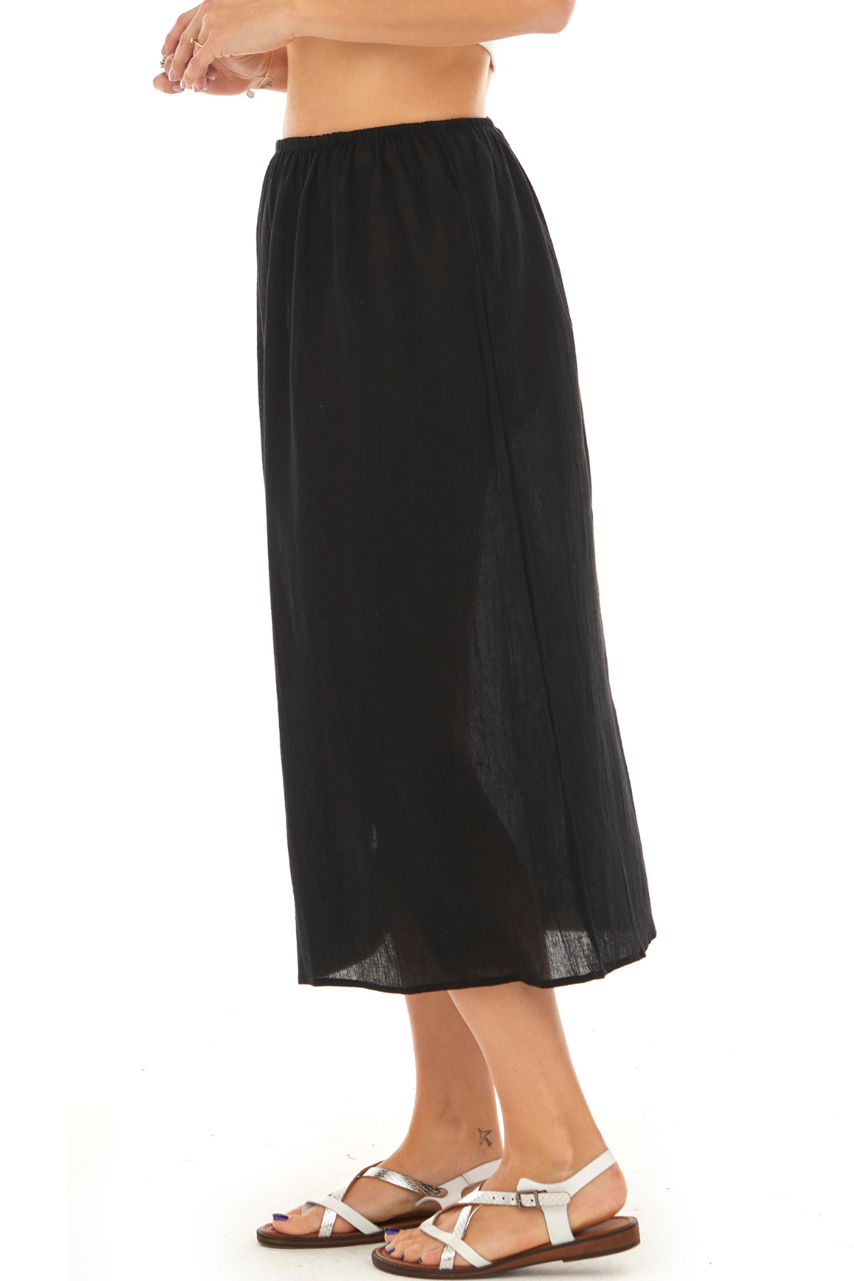 Siyah Şile Bezi Pamuk Uzun Etek Astarı Tam Boy Jüpon 