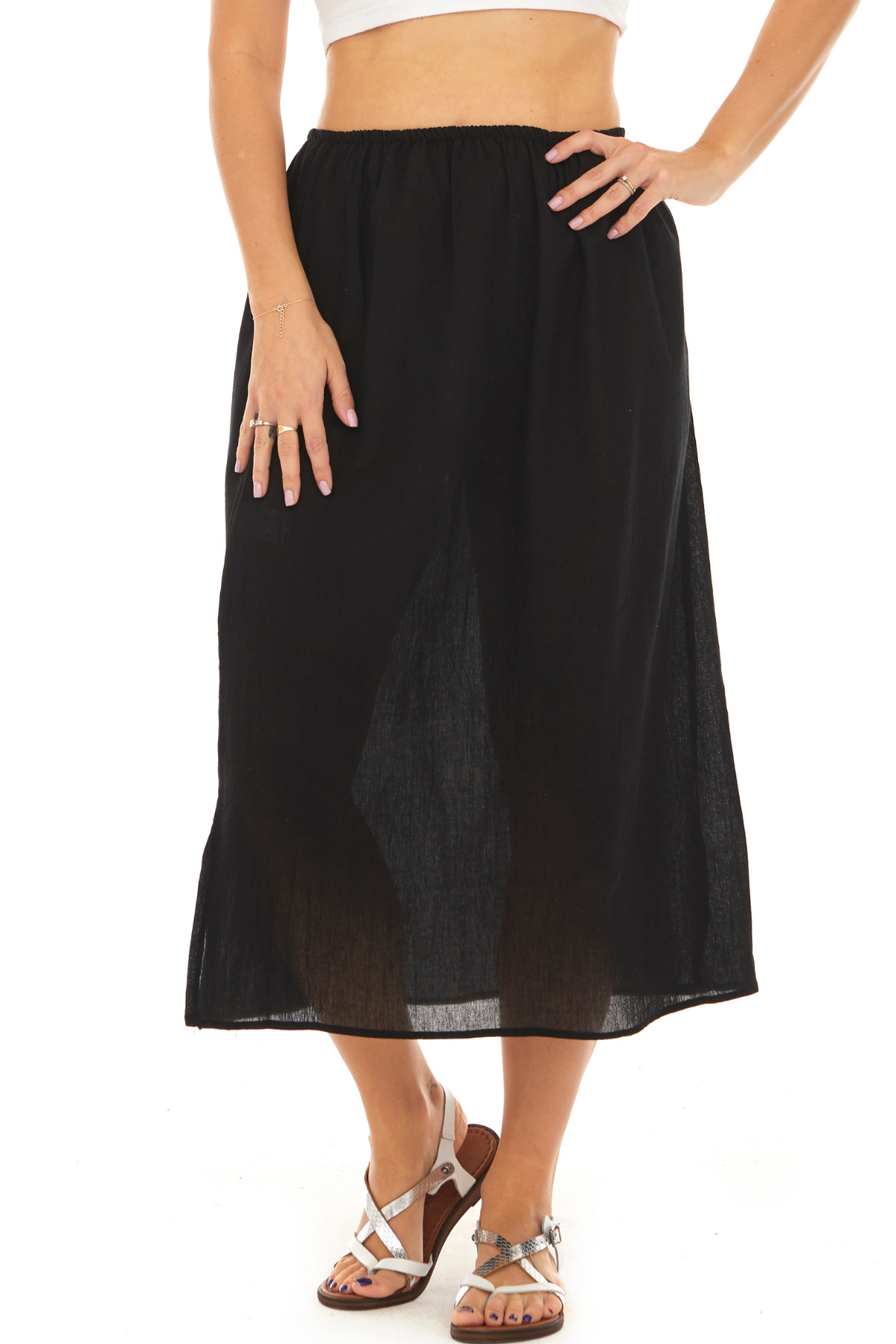 Siyah Şile Bezi Pamuk Uzun Etek Astarı Tam Boy Jüpon 