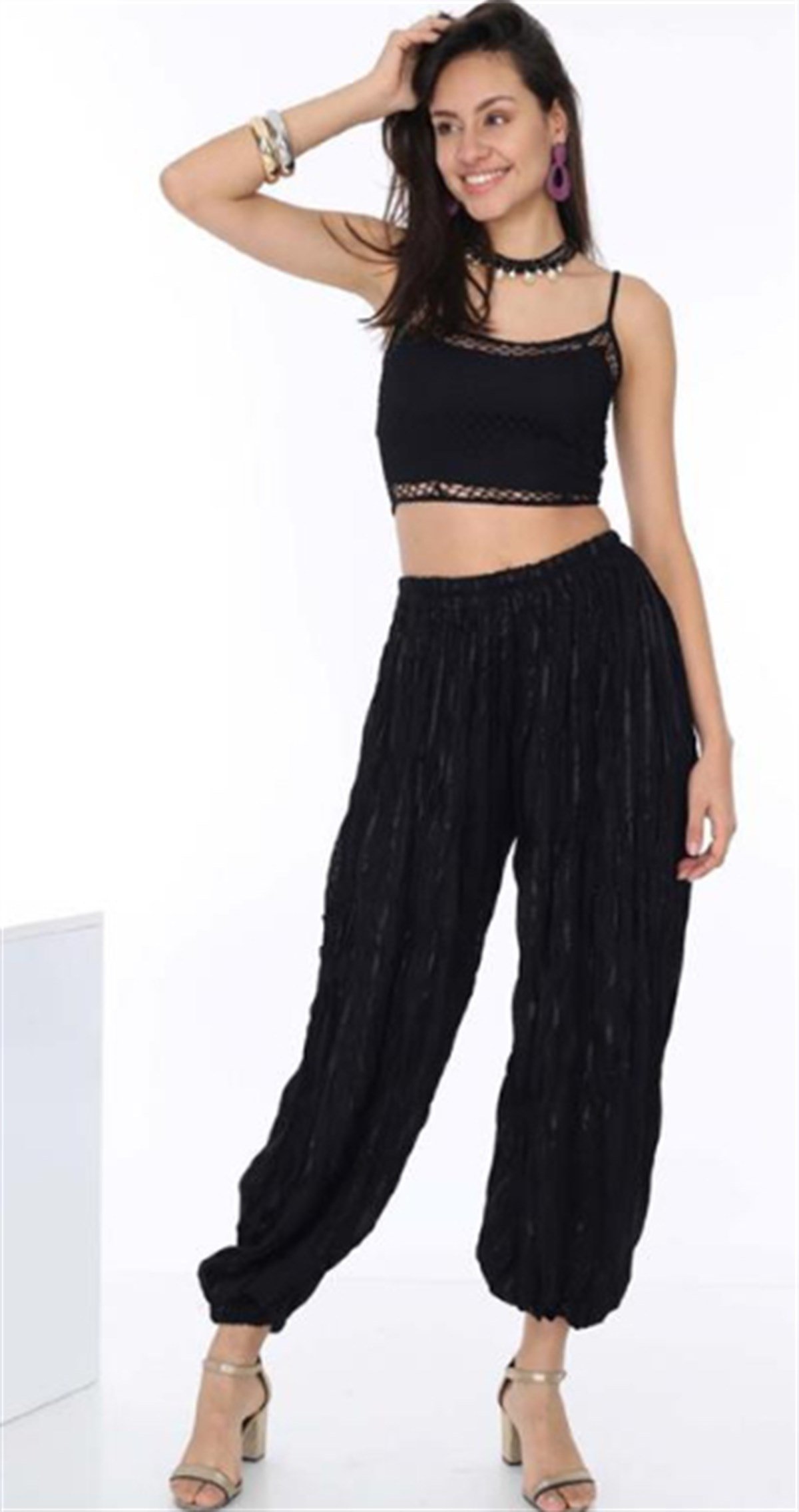 Siyah Şile Bezi Şalvar Pantolon