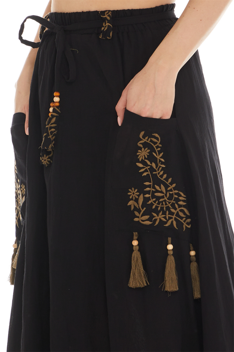 Siyah Vual Midi Boy Etek