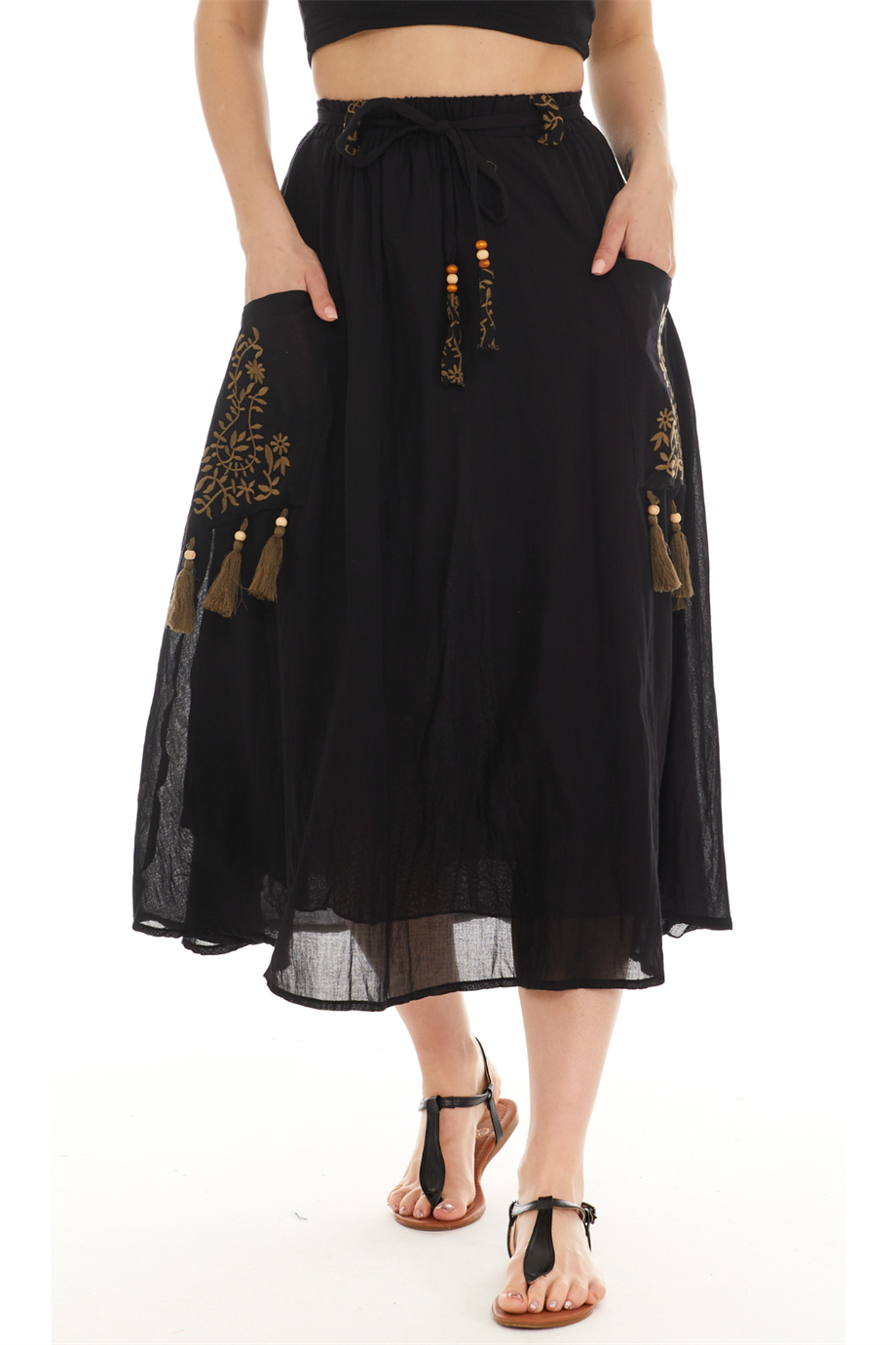 Siyah Vual Midi Boy Etek