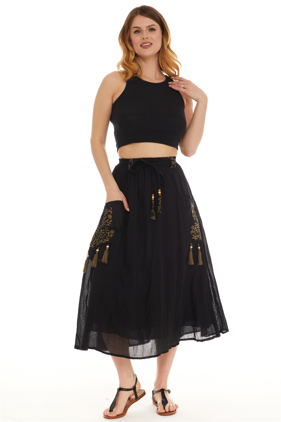 Siyah Vual Midi Boy Etek