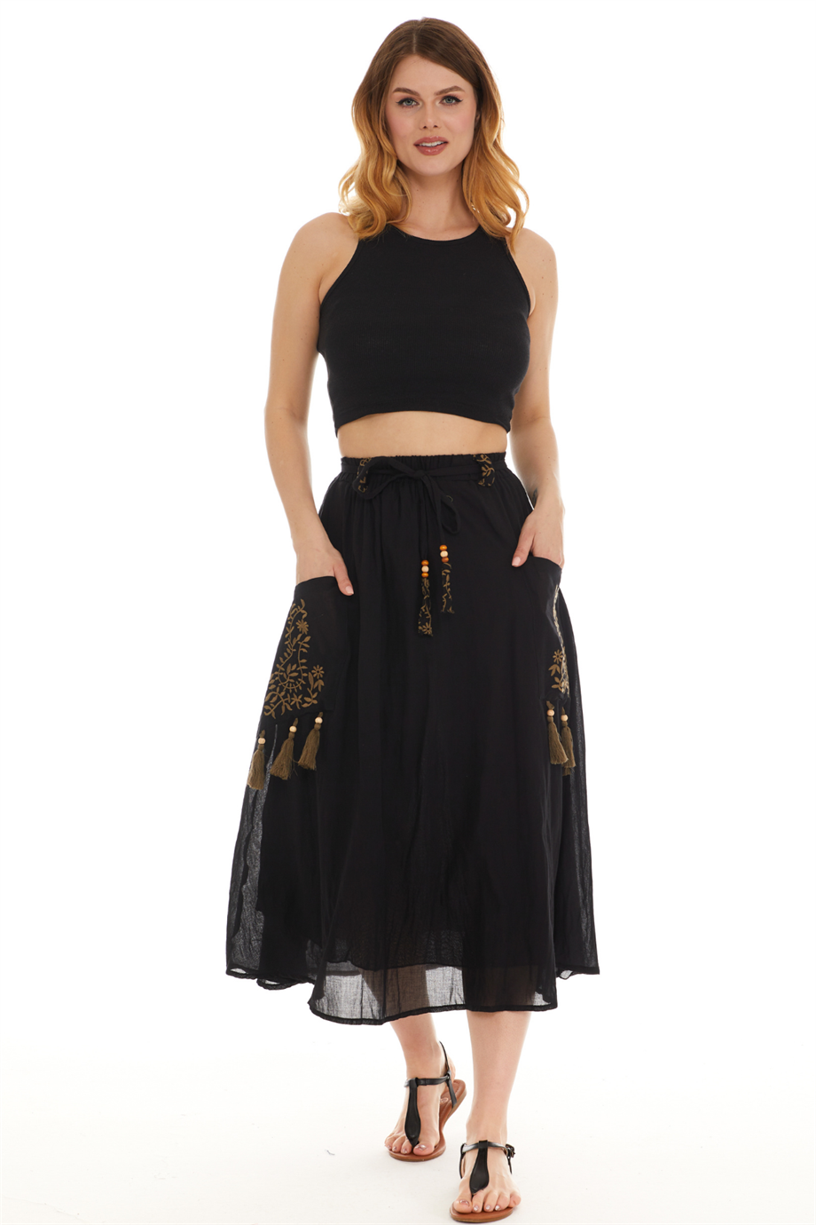 Siyah Vual Midi Boy Etek