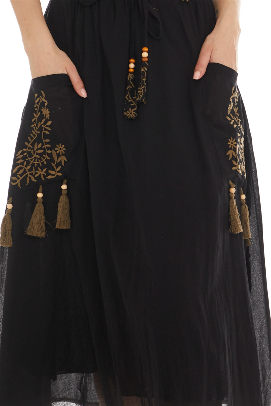 Siyah Vual Midi Boy Etek