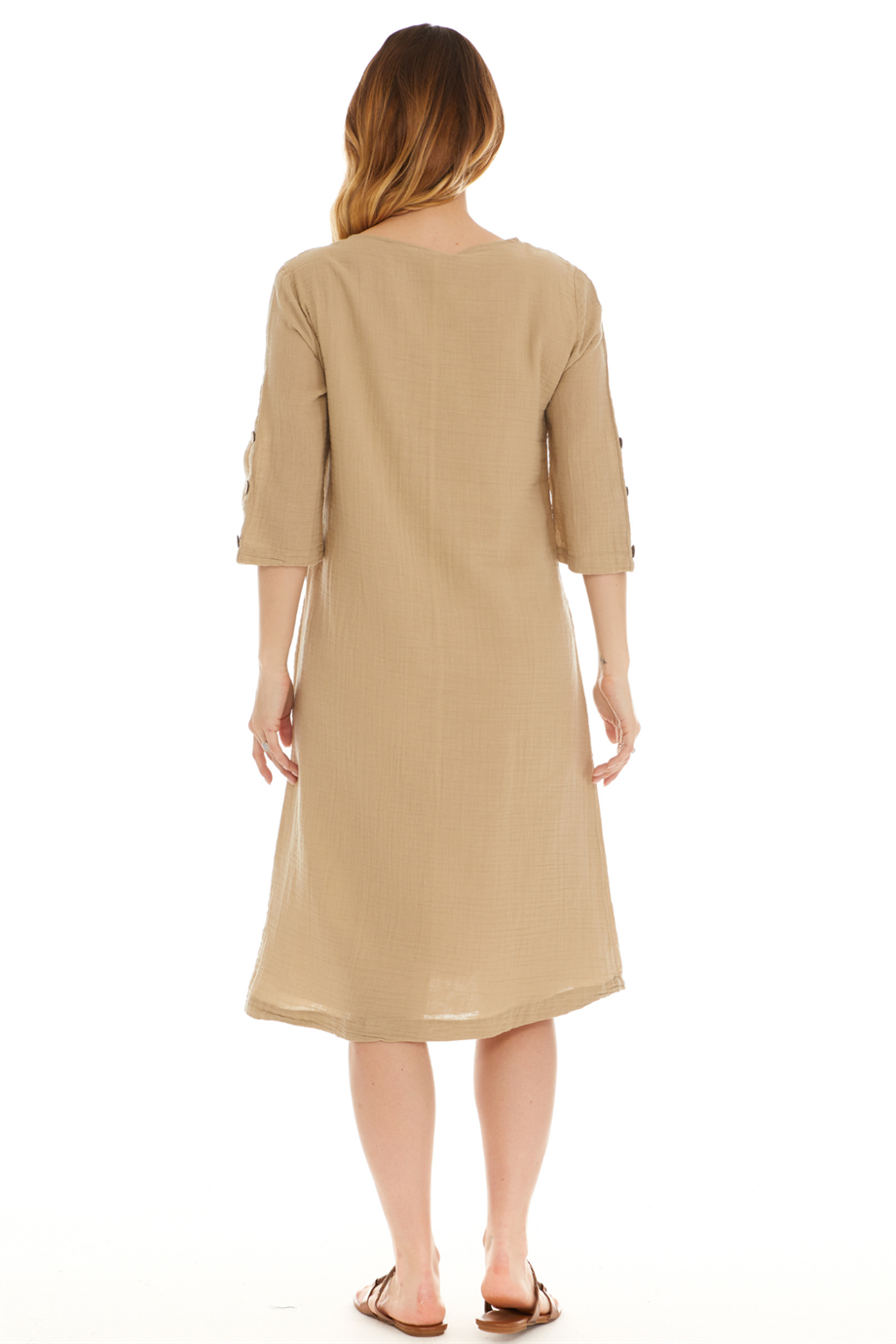 Truvakar Kol Müslin Vizon Midi Boy Elbise 