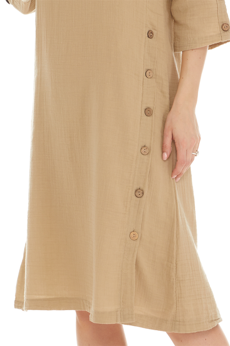 Truvakar Kol Müslin Vizon Midi Boy Elbise 