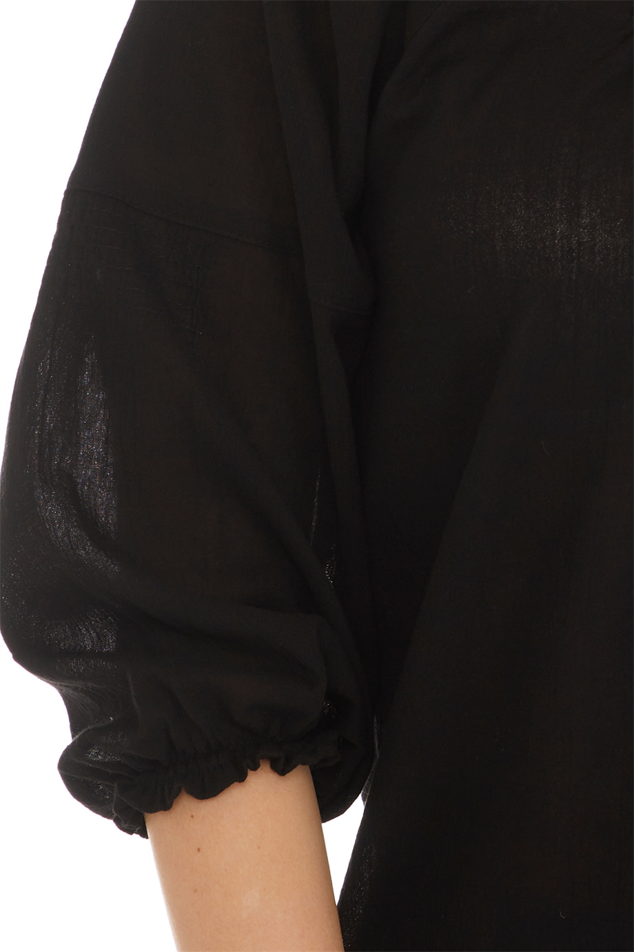 Truvakar Kol Siyah Şile Bezi Bluz