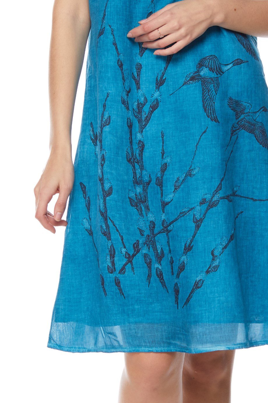 Turkuaz Kolsuz Doğa Elbise