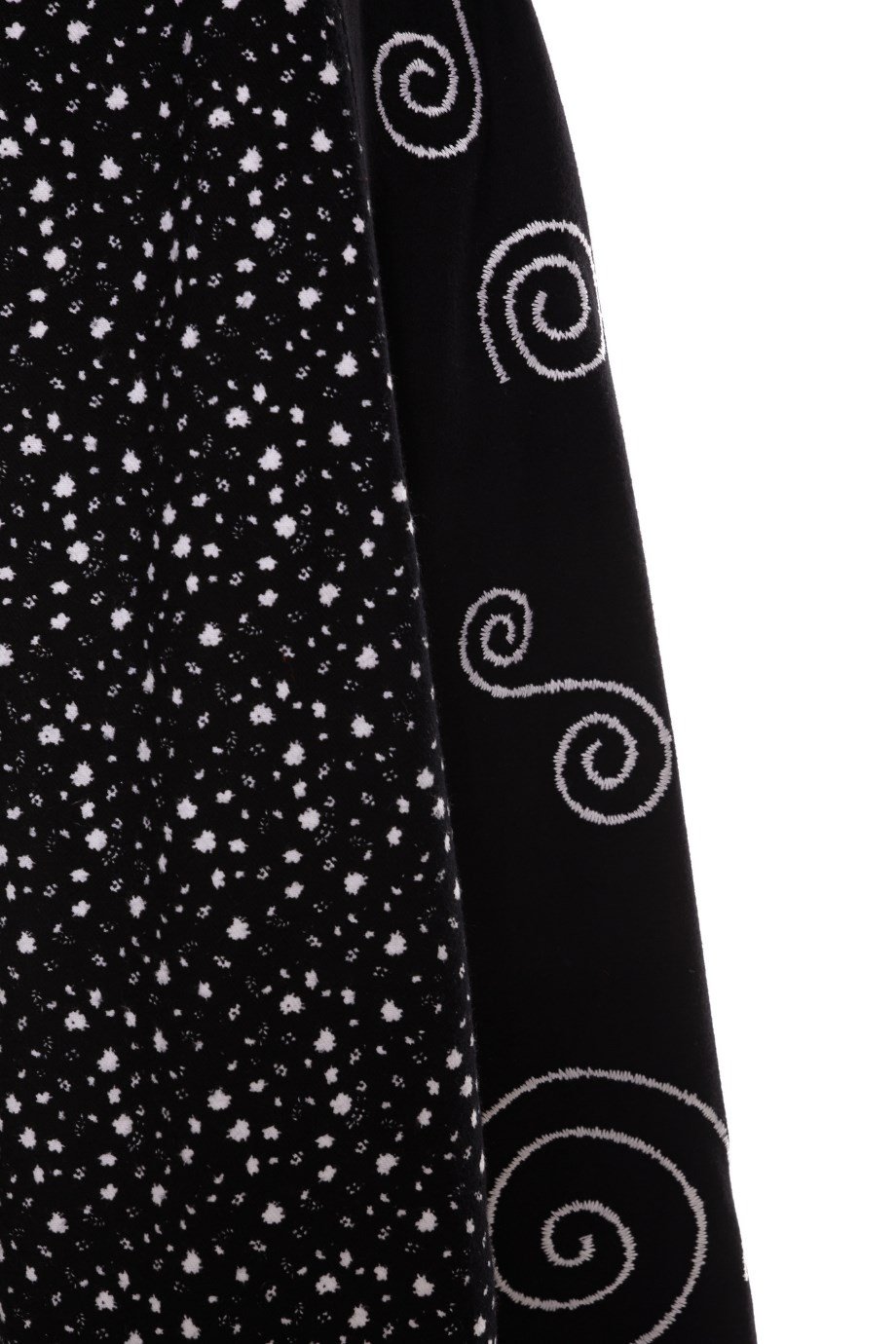 Uzun Kol Pazen Kruvaze Elbise Çiçek Desen Beyaz