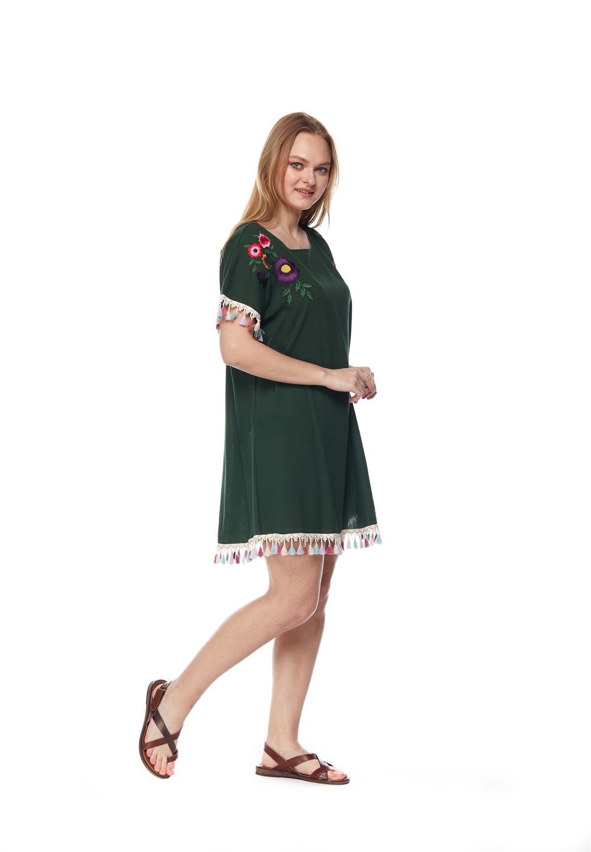 Yeşil Çiçekli Tunik