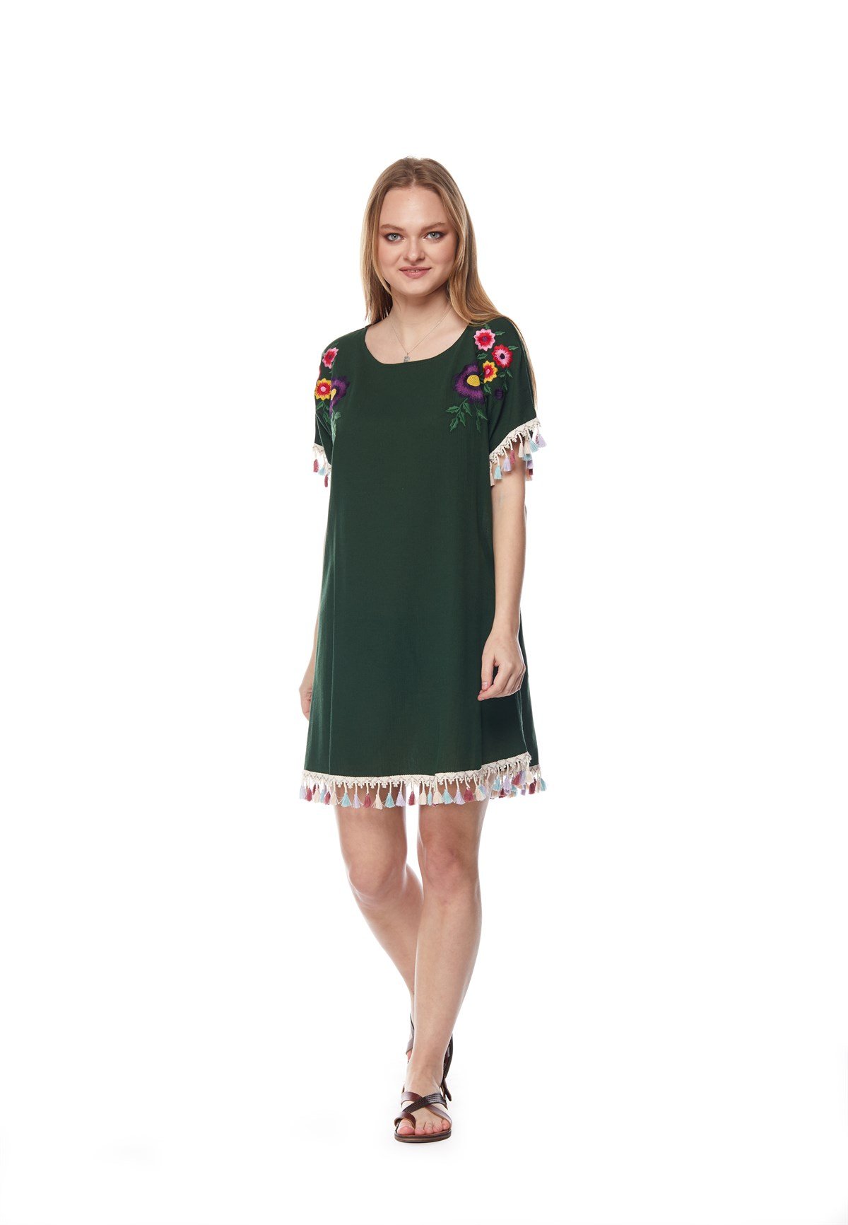 Yeşil Çiçekli Tunik