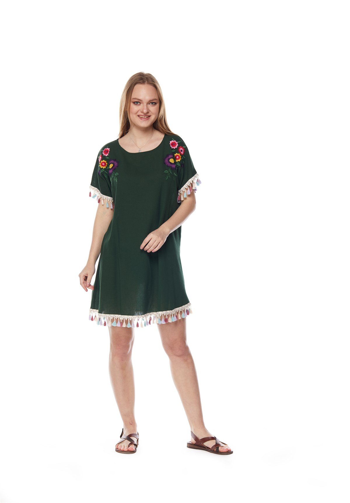 Yeşil Çiçekli Tunik