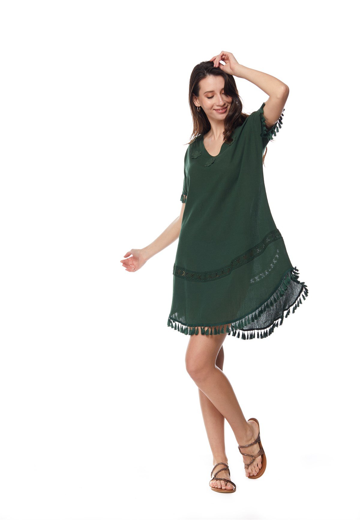 Yeşil Püsküllü Tunik