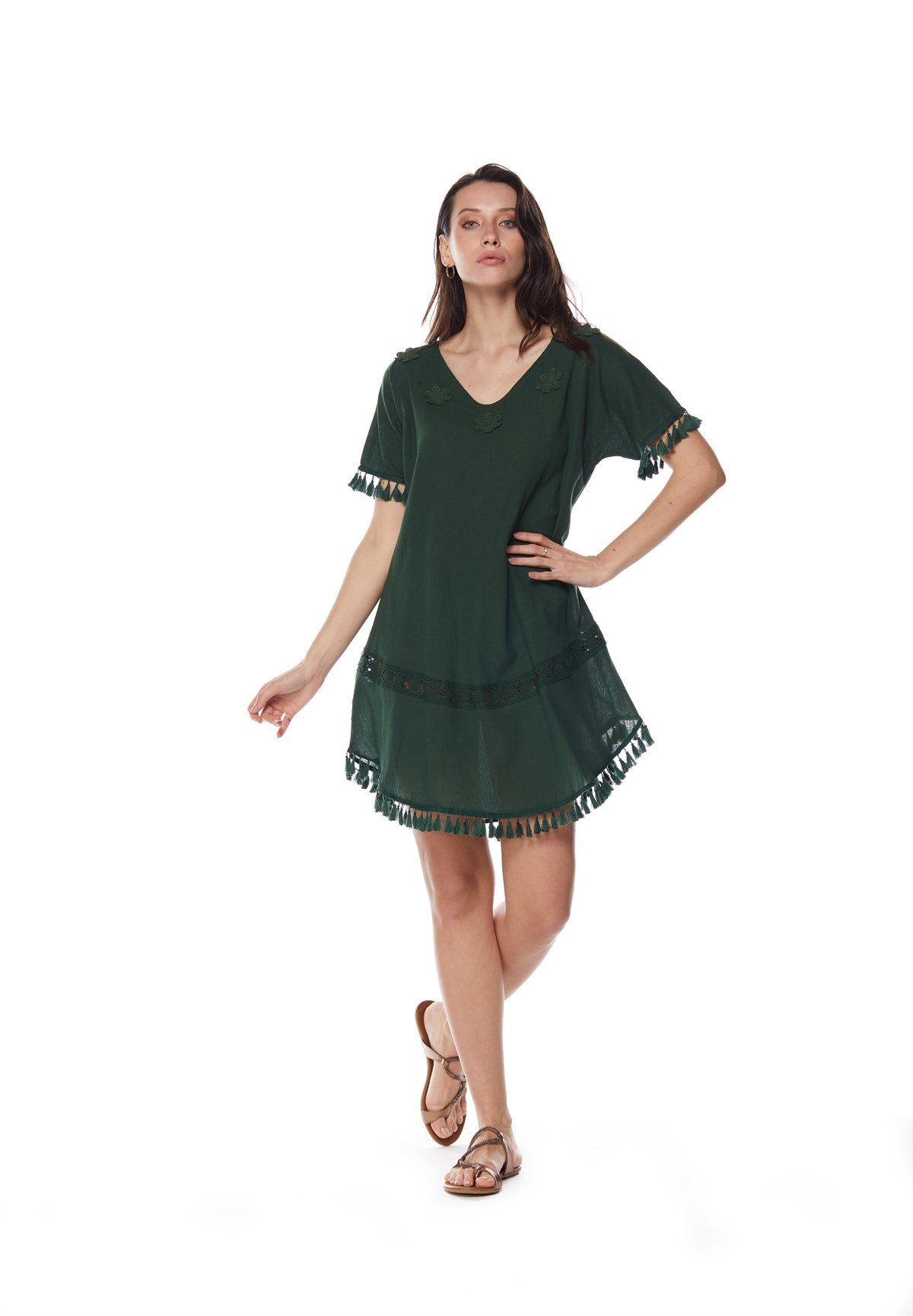 Yeşil Püsküllü Tunik