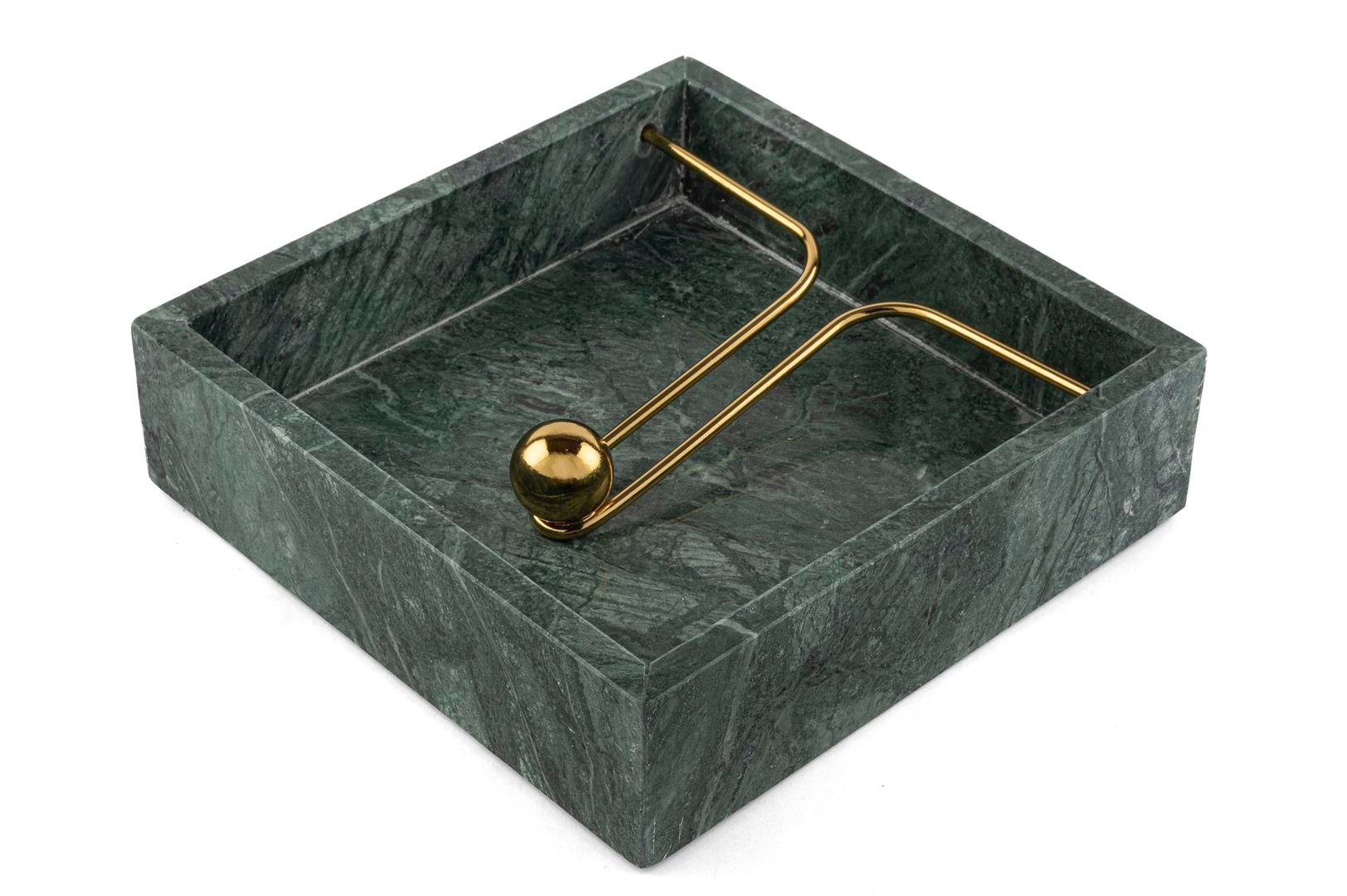 Gold Demir Yeşil Mermer Peçetelik 19x19x15cm