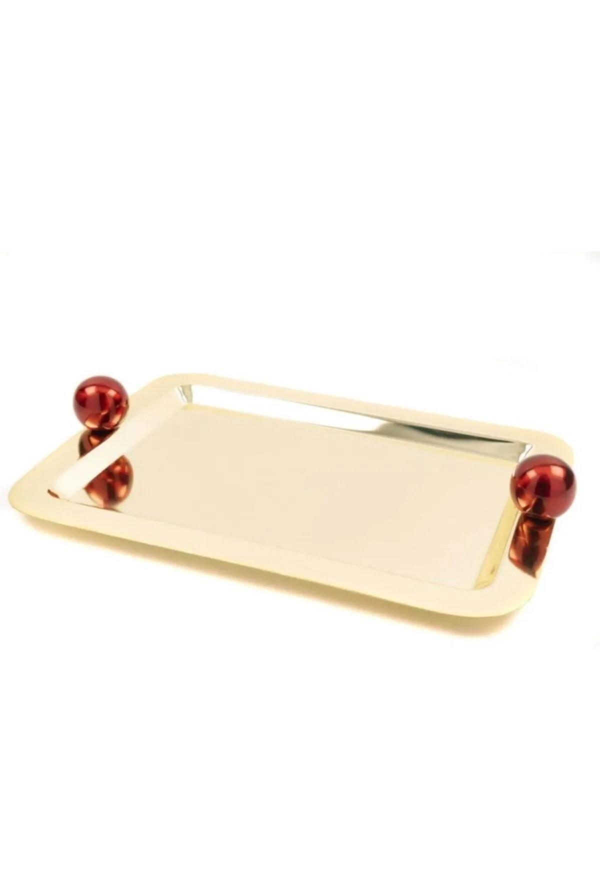 Gold Kırmızı Toplu Tepsi 44x30cm P142.318277