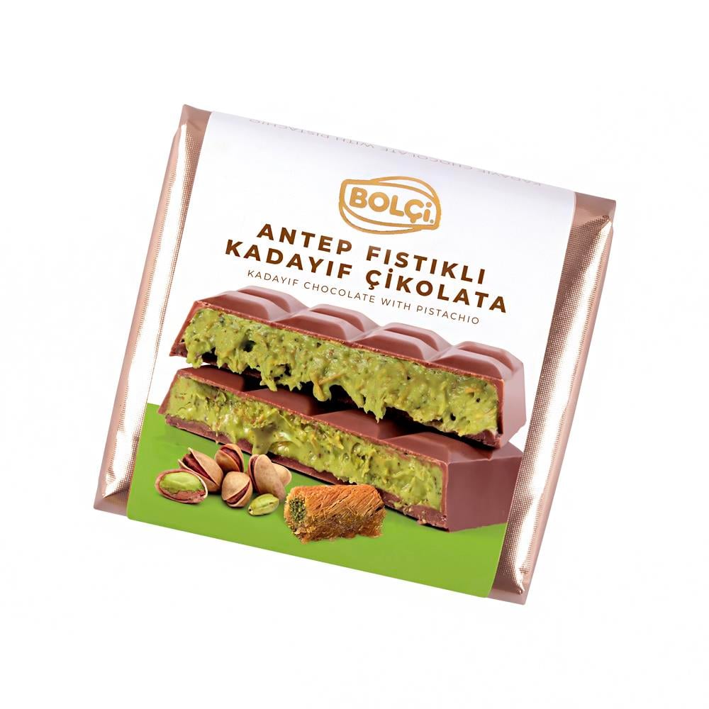 Yeni Ürünler-Antep Fıstıklı Kadayıf Dolgulu Sütlü Çikolata 100g