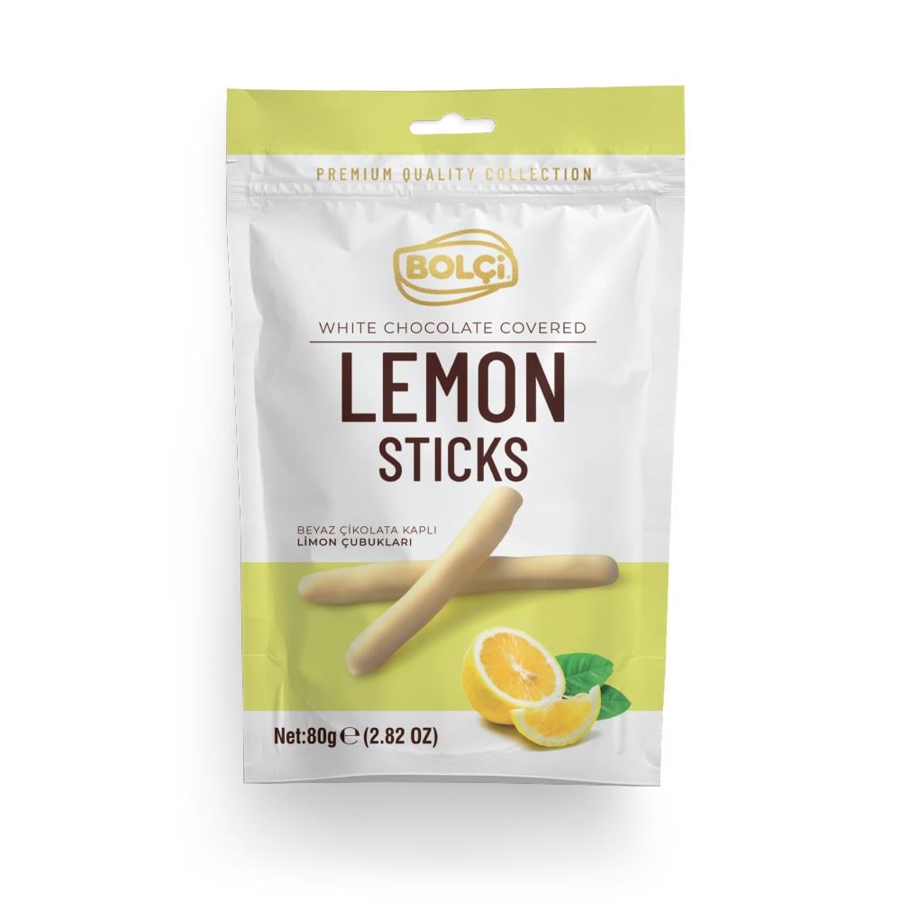 Atıştırmalık Çikolata-Beyaz Çikolata Kaplı Limon Çubuk 80gr