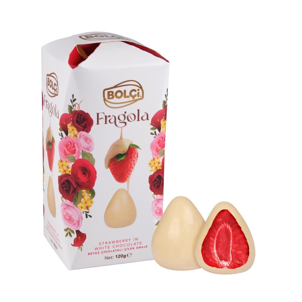 Çikolatalar-Beyaz Çikolatalı Çilek Draje 120g