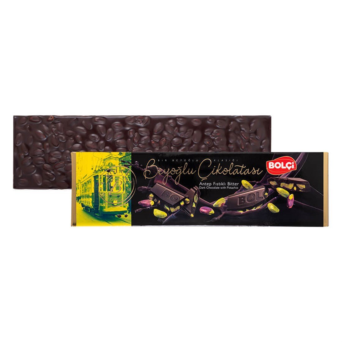Beyoğlu Çikolatası-BİTTER ANTEP FISTIKLI BEYOĞLU ÇİKOLATASI 300GR