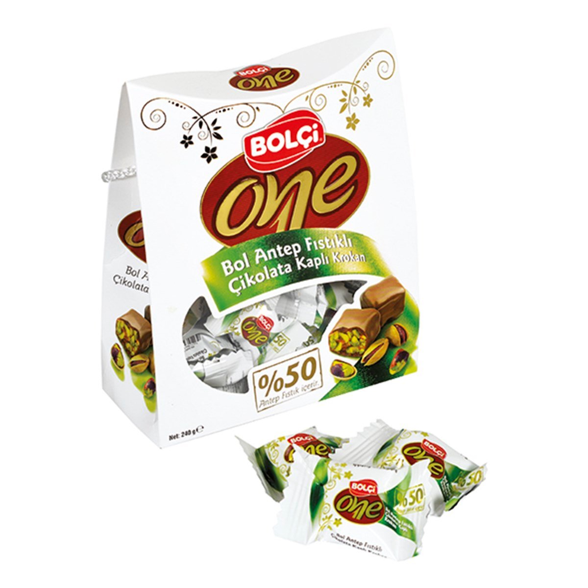 Bolu Çikolatası-One Sütlü Çik. A.Fıstıklı 240 Gr Bolu Çikolatası