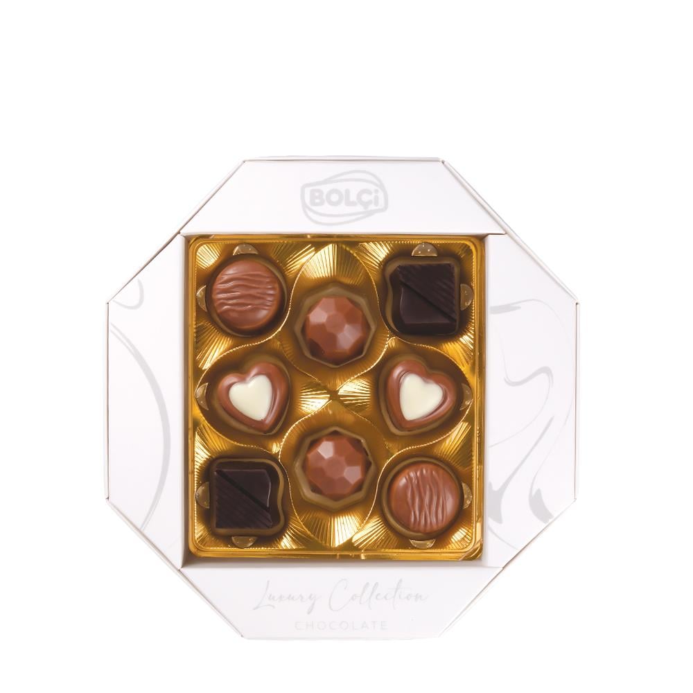 Spesiyal Çikolata-Sekizgen Beyaz Hediye Çikolata Kutu 80g