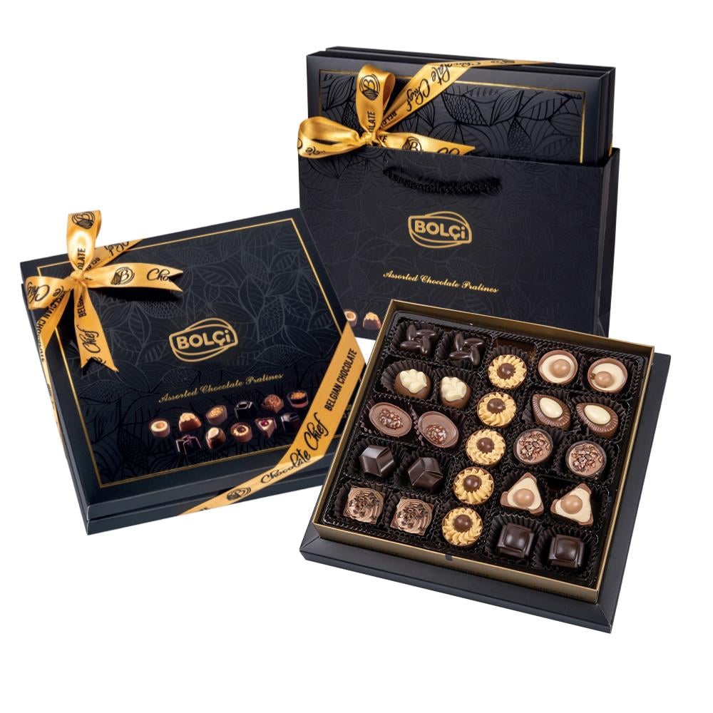 Spesiyal Çikolata-Siyah Floral Kutu Hediye Çikolata 290g 