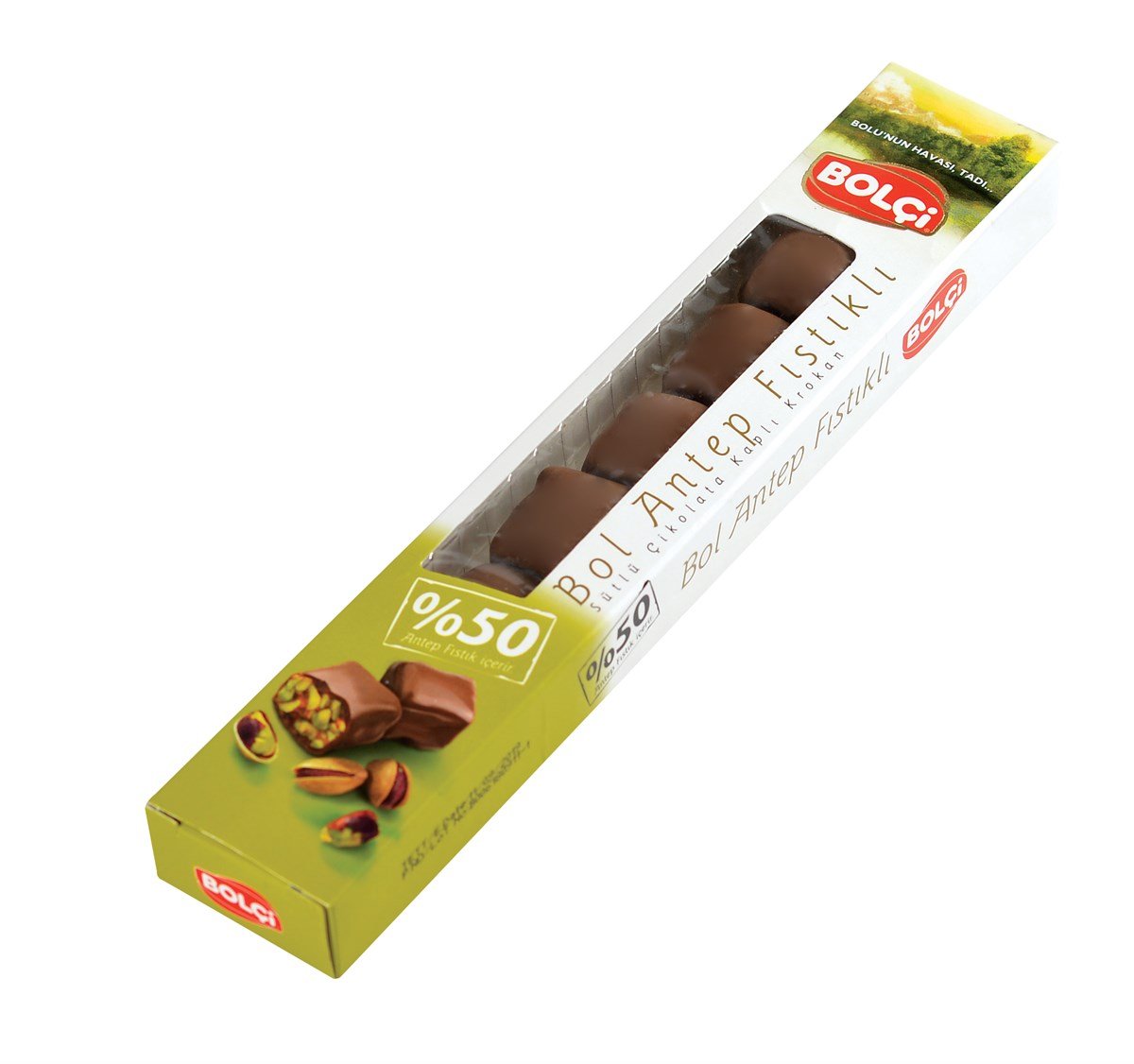 Bolu Çikolatası-Sütlü Antep Fıstıklı Bolu Çikolatası 65gr