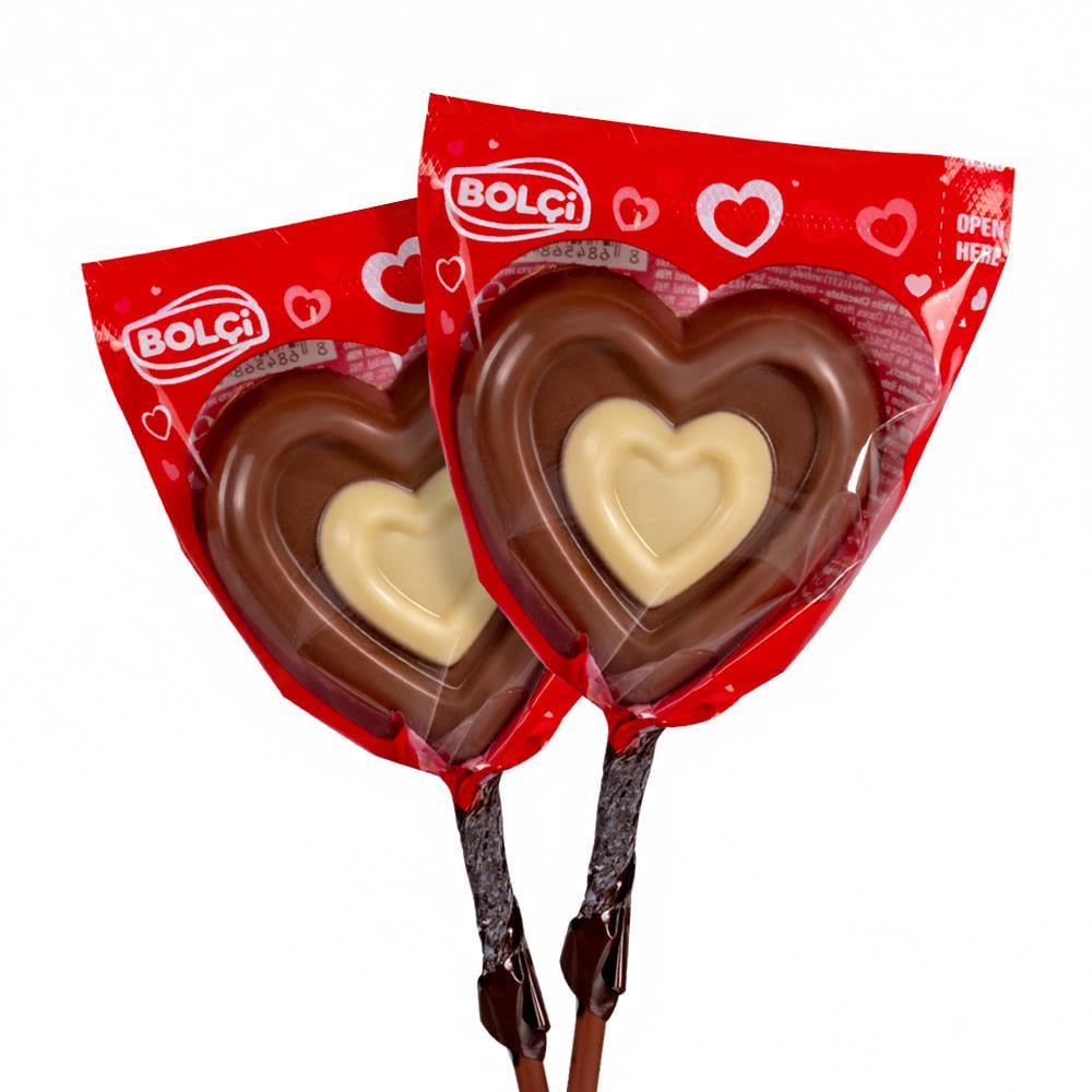 Atıştırmalık Çikolata-Sütlü Kalp Lolipop 24g
