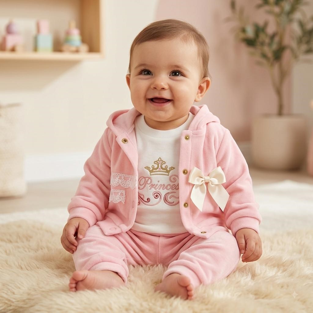 Alabama Kız Bebek Yazlık Kiraz Detaylı Kırmızı Beyaz Müslin Şapkalı 3 lü Takım 