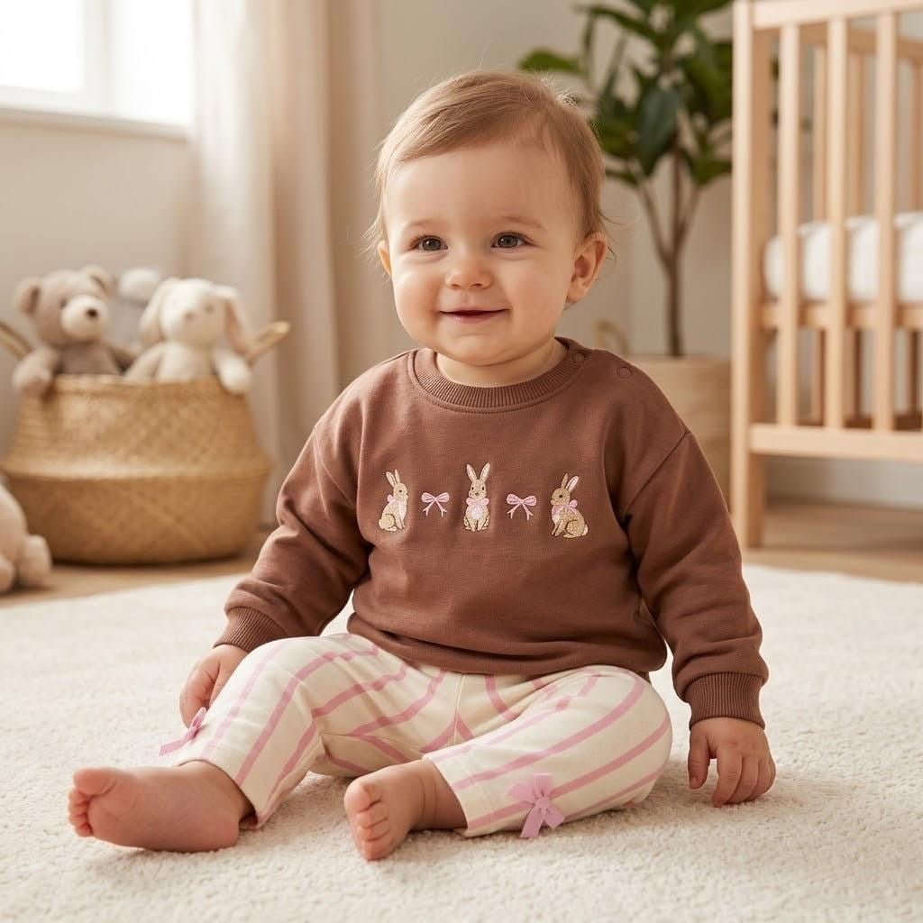 Bunny Nakış Detaylı Sweatshirt - Pantolon Pinterest Takım