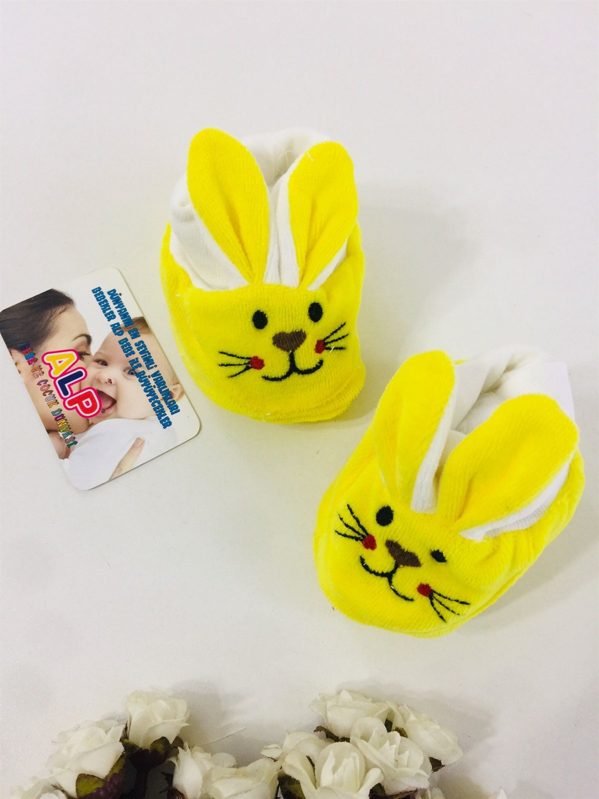 Cute Rabbit Kaymaz Taban Bebek Panduf Sarı