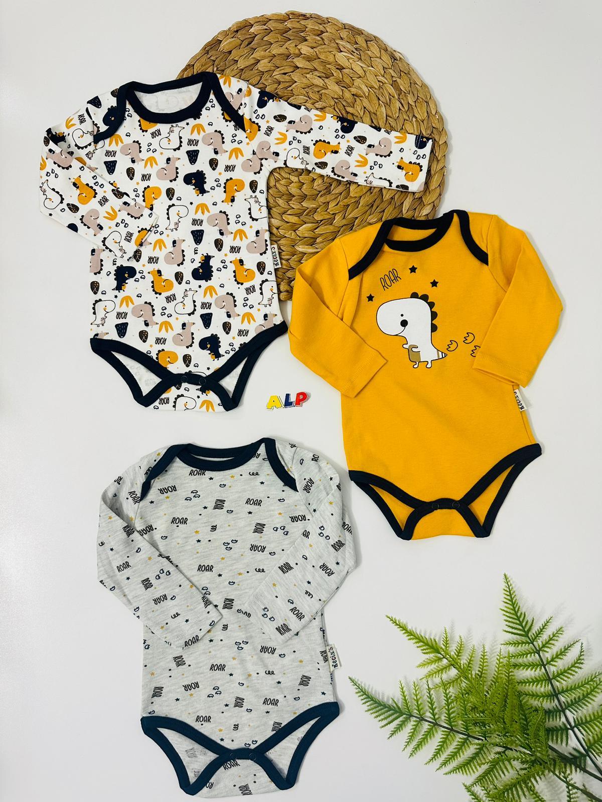 Dino 3 lü body set sarı