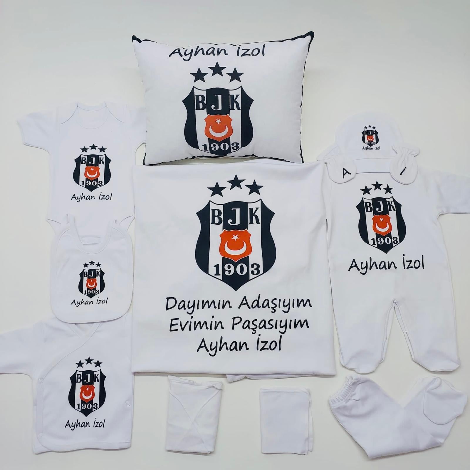 Fanatik Beyaz  11 Parça İsme Özel Hastane Çıkışı Seti