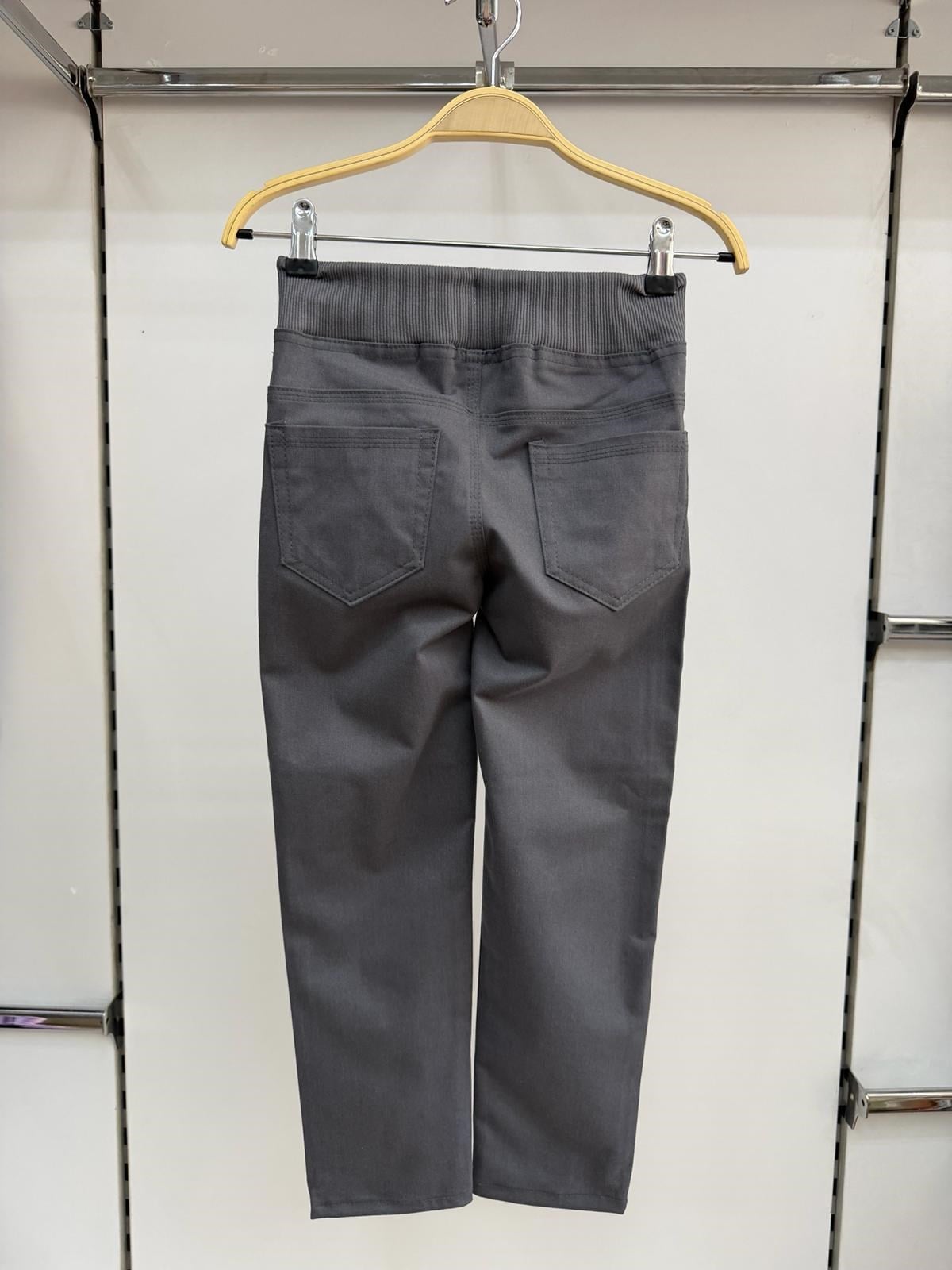 Koyu Gri  Lüx Ribanalı Beli ve Bileği Lastikli Jogger Keten Pantolon