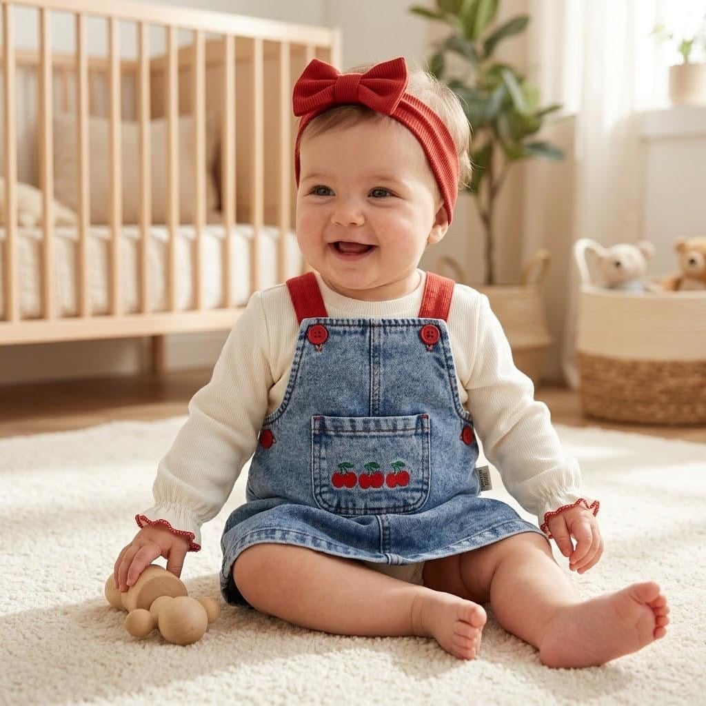 Kurdele Desenli Kot Jile Elbise & Body - Bandana Set