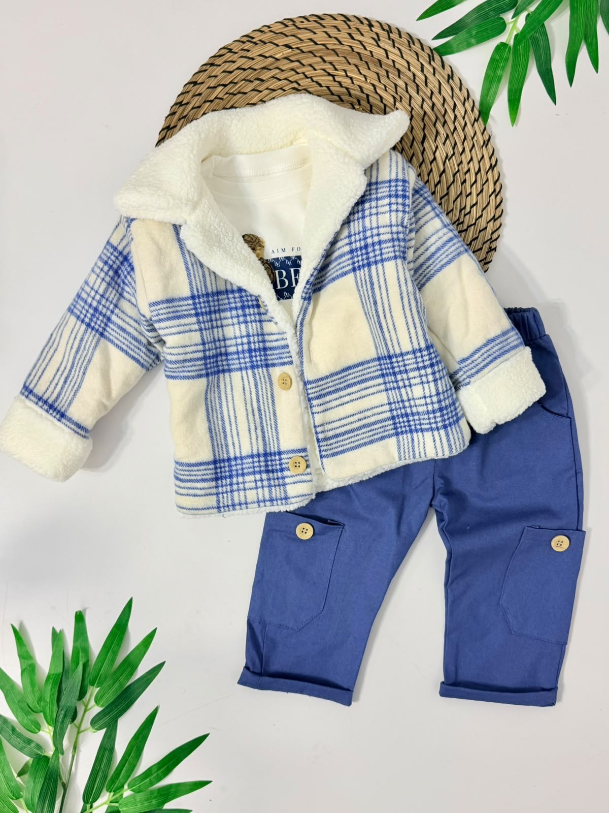 Kürklü Kare Ceketli , Body , Pantolon 3'lü Takım 