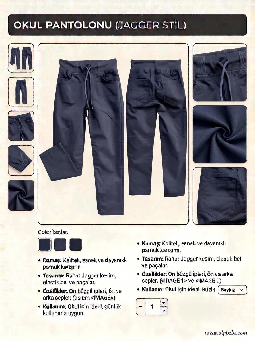 Lacivert Lüx Ribanalı Beli ve Bileği Lastikli Jogger Keten Pantolon