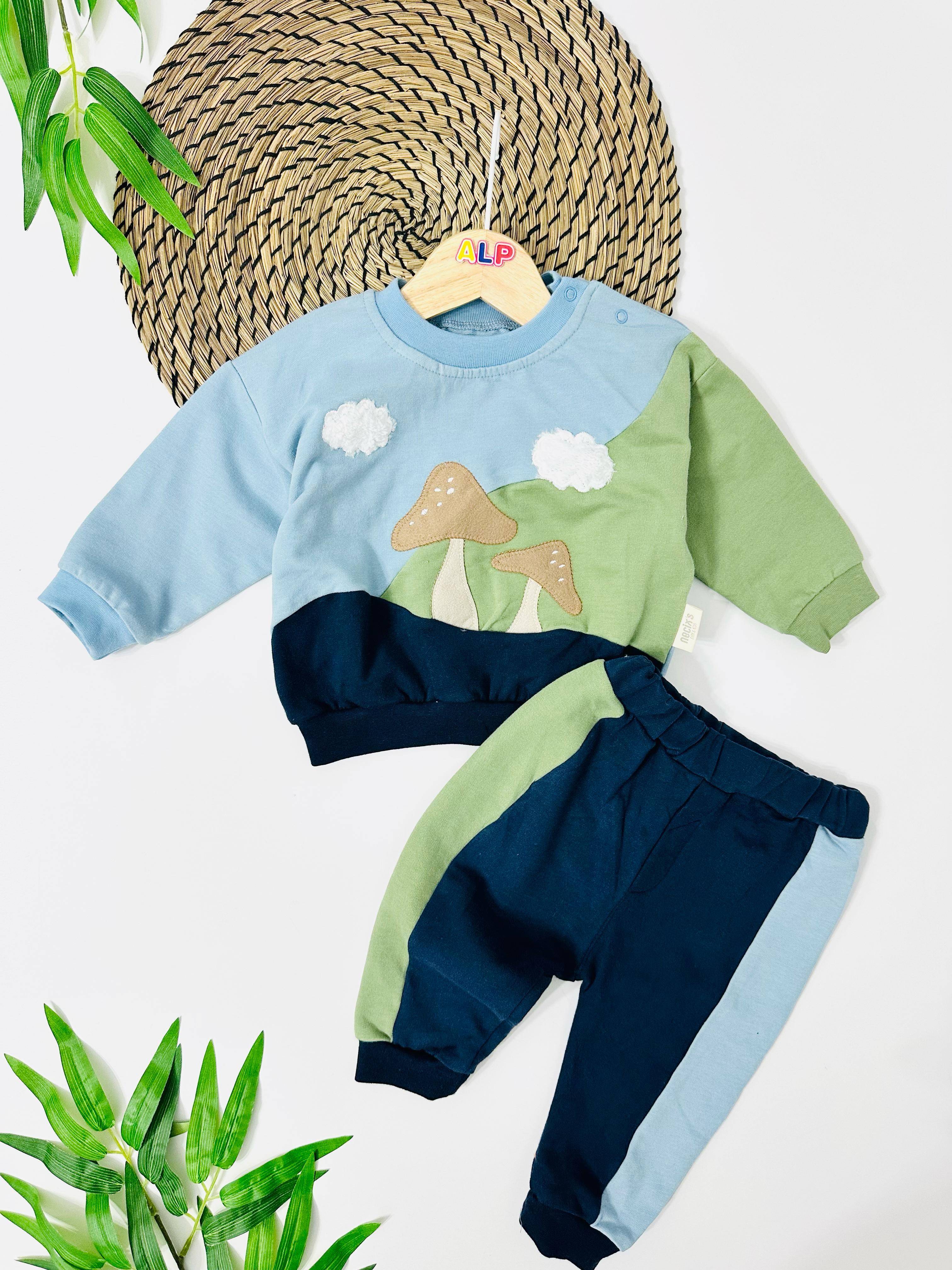 Macao Mantar Omuzdan Çıtçıtlı  Detaylı  2ip Mevsimlik 2li Takım - Mavi 