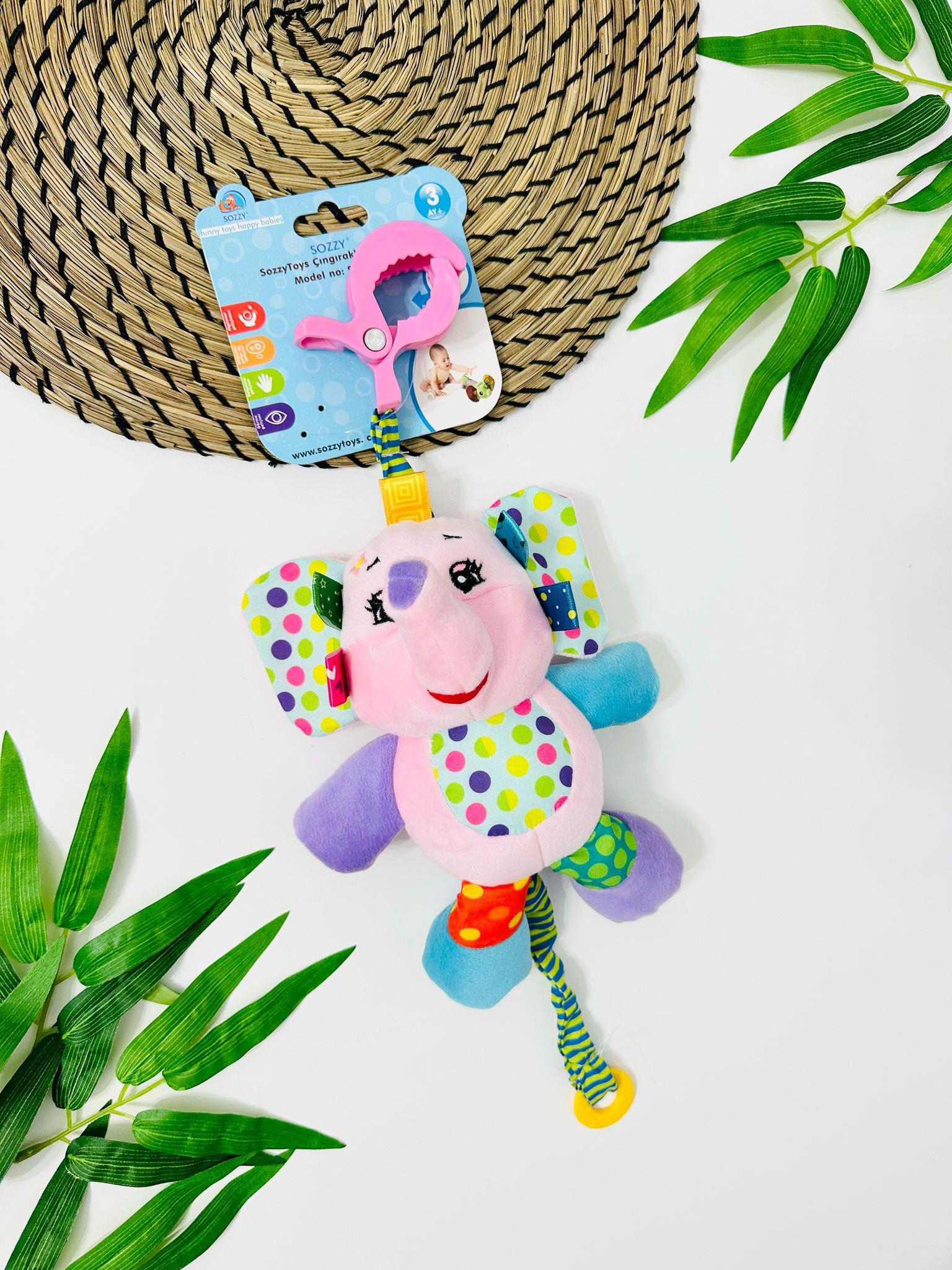 Morocco Toys müzikli Hayvanlar alemi Peluş Puset Askılı Oyuncak - Pembe
