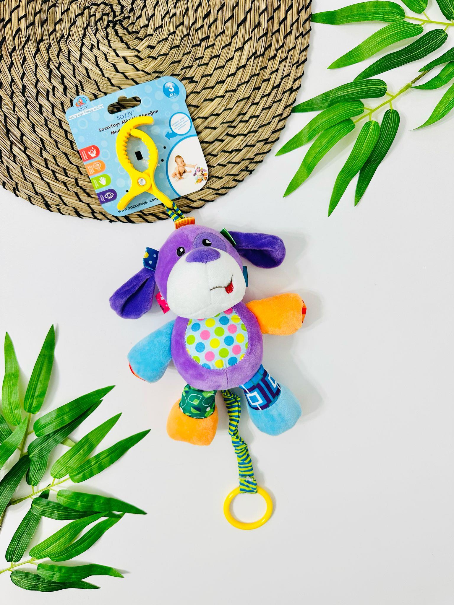 Morocco Toys müzikli Hayvanlar alemi Peluş Puset Askılı Oyuncak - Mor