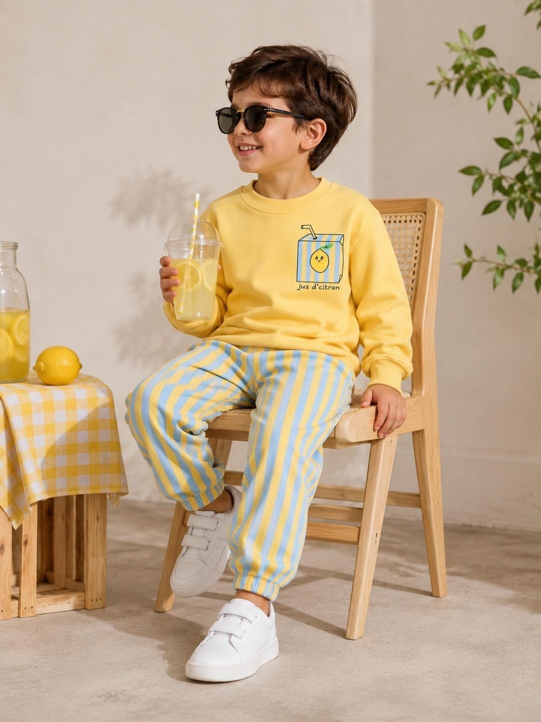 Premium Limonlu %100 Pamuk Eşofman Takım 