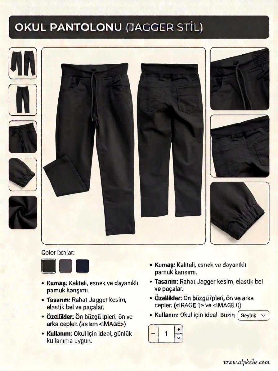 Siyah Lüx Ribanalı Beli ve Bileği Lastikli Jogger Keten Pantolon