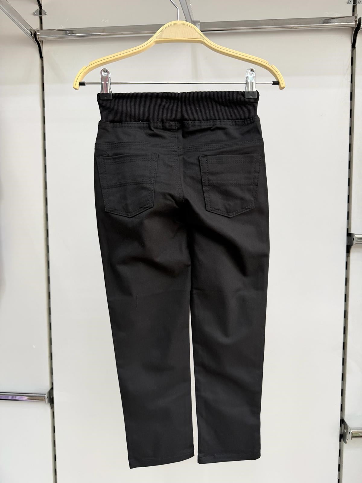 Siyah Lüx Ribanalı Beli ve Bileği Lastikli Jogger Keten Pantolon