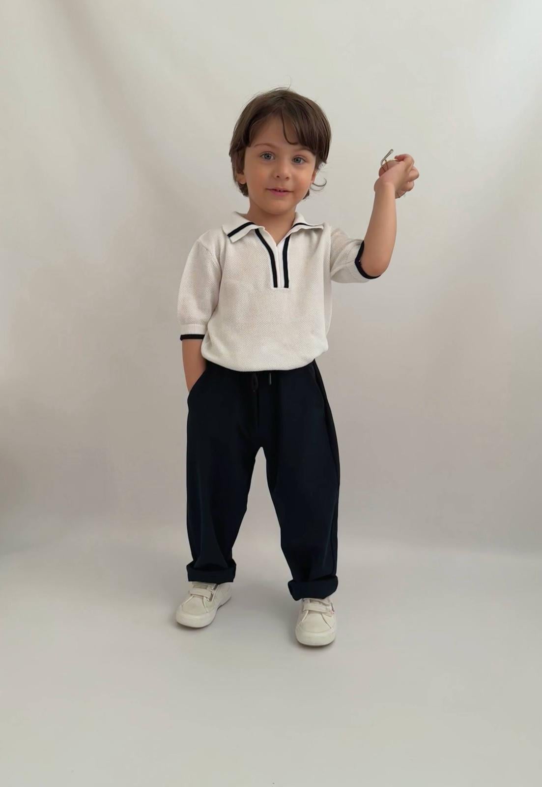 Solomon Oversize Orjinal Kalıp Üst Örgülü Pamuk Alt Keten Pantolon2li Takım